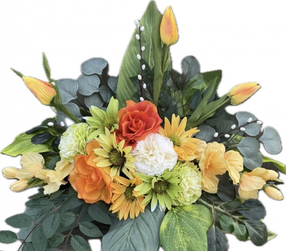 Wiosenna WIĄZANKA Stroik na Wiosnę Sztuczne Kwiaty na Cmentarz Wielkanoc