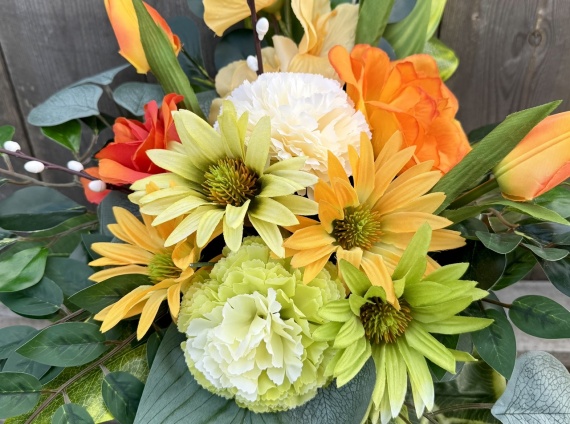 Wiosenna WIĄZANKA Stroik na Wiosnę Sztuczne Kwiaty na Cmentarz Wielkanoc