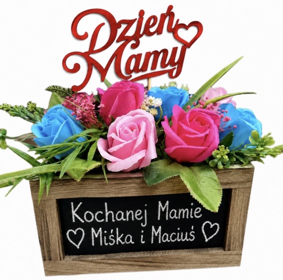Prezent na Dzień Matki dla Mamy Bukiet z Mydlanych Róż Flower Box Mydlany