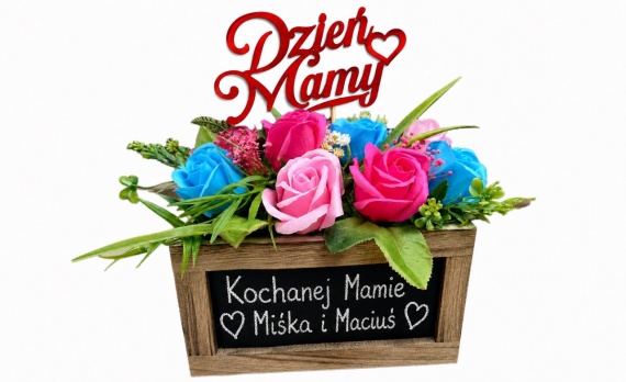 Prezent na Dzień Matki dla Mamy Bukiet z Mydlanych Róż Flower Box Mydlany