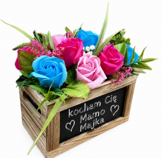 Prezent na Dzień Matki dla Mamy Bukiet z Mydlanych Róż Flower Box Mydlany