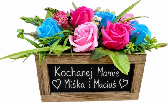 Prezent na Dzień Matki dla Mamy Bukiet z Mydlanych Róż Flower Box Mydlany