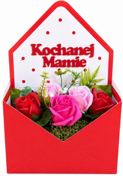 Piękny Oryginalny Prezent dla Mamy na Dzień Matki Flower Box Róże Mydlane