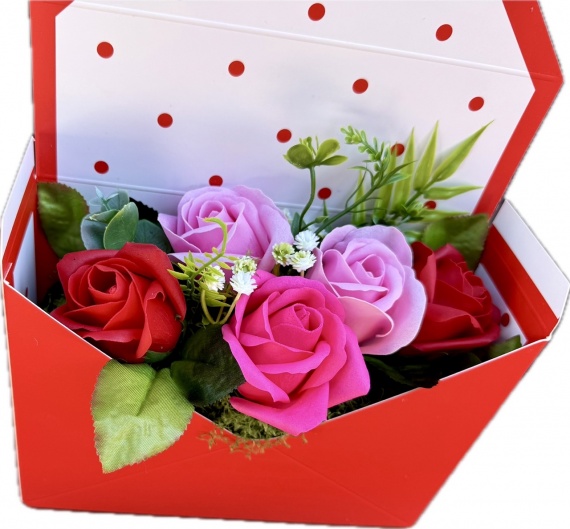 Piękny Oryginalny Prezent dla Mamy na Dzień Matki Flower Box Róże Mydlane