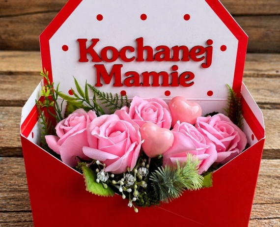 Bukiet z Mydlanymi Kwiatkami Flower Box dla Mamy Prezent na Dzień Matki