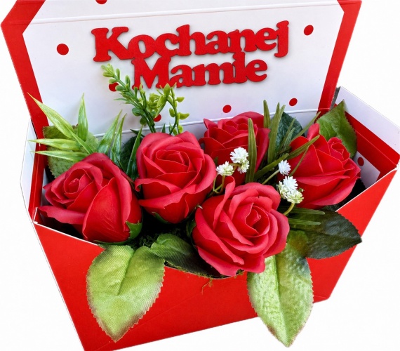 Prezent na Dzień Matki Bukiet z Róż Mydlanych Flower Box Kwiaty dla Mamy