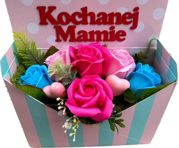 Prezent dla Mamy na Dzień Matki Bukiet Mydlany Flower Box Róże Mydlane