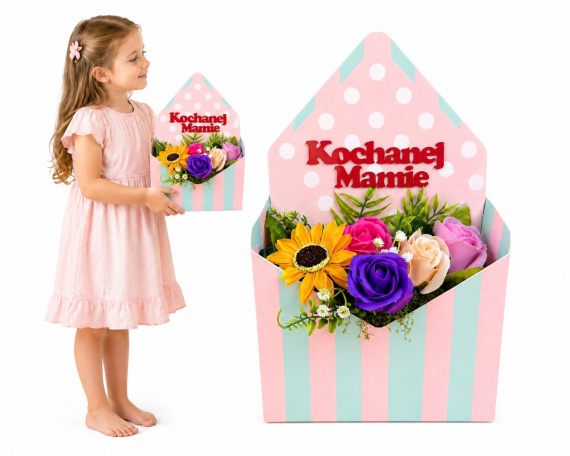 Prezent na DZIEŃ MATKI Mamy Bukiet z Mydlanych Kwiatów Mydlany Flower Box