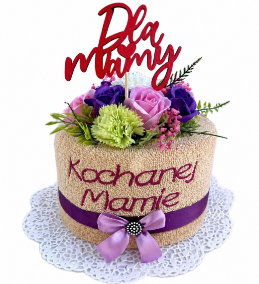 Wyjątkowy Prezent na Dzień Matki dla Mamy Ręcznik Haft Kwiaty Róże Mydlane