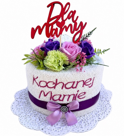 Wyjątkowy Prezent na Dzień Matki dla Mamy Ręcznik Haft Kwiaty Róże Mydlane
