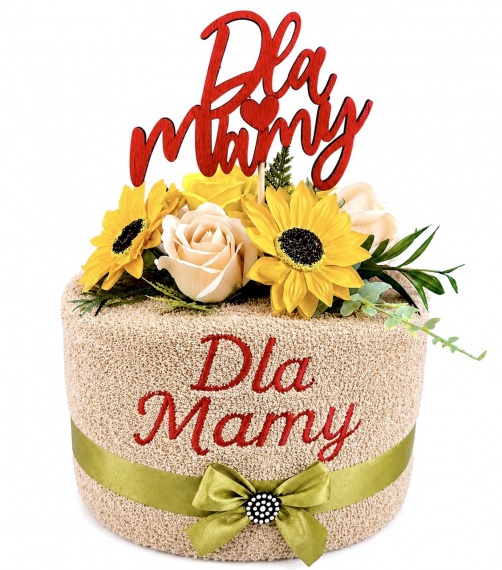 Prezent na Dzień Matki dla Mamy Tort z Ręczników Bukiet z Mydlanych kwiatów