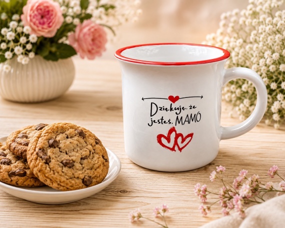 Kosz Prezentowy na Dzień Matki Prezent dla Mamy Kubek Ręcznik Twój Haft