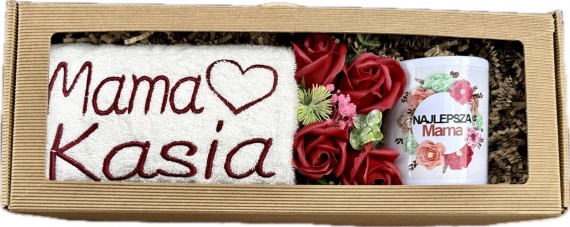 Zestaw Prezentowy dla Mamy Prezent na Dzień Matki Ręcznik z Haftem Imieniem