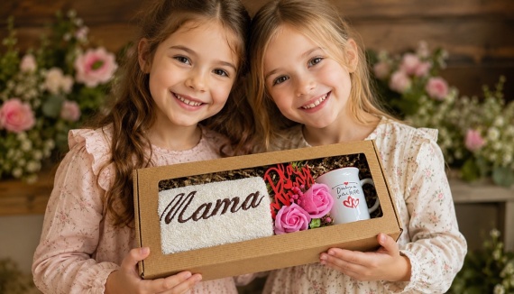 Prezent dla Mamy ZESTAW PREZENTOWY Kubek Ręcznik z Haftem Róże Mydlane