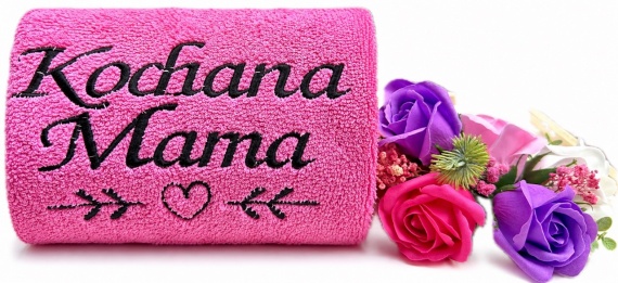 Prezent dla Mamy Prezent na Dzień Matki Ręcznik Haft Mydlany Bukiet z Róż