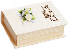 Szkatułka drewniana komunijna - na pamiątki, różaniec, biblię