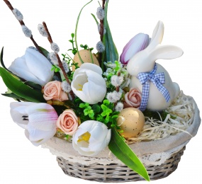 Okazały stroik kwiatowy na Wielkanocny stół