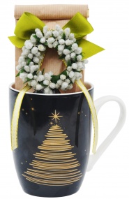 Zestaw elegancki kubek i sypana herbata - doskonały prezent na Święta pod choinkę