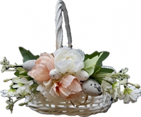 Koszyk Kosz Koszyczek Wiklinowy Wielkanocny do Święconki z dekoracją kwiaty