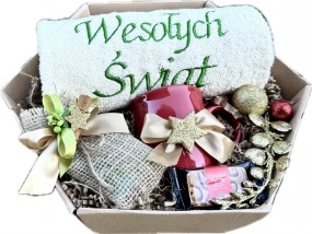 Prezent na Święta dla Przyjaciółki Koleżanki Kosz Ręcznik Kubek Herbata