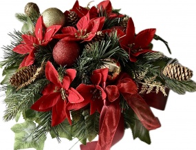 WIĄZANKA Stroik Świąteczny na Grób Cmentarz Święta Kwiaty Bombki Gwiazda