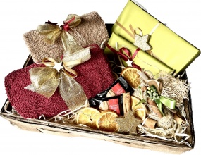 Prezent na Święta DUŻY Zestaw Prezentowy Świąteczny Ręczniki Herbata Lampki