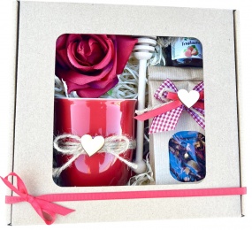 PIĘKNY Prezent dla żony męża dziewczyny chłopaka Zestaw KUBEK HERBATA BOX