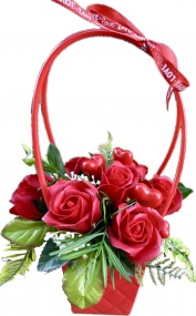 Mydlany Bukiet z Róż Czerwone Mydlane Róże FlowerBox Prezent na Walentynki