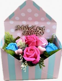 MEGA FAJNY Prezent na Walentynki Bukiet Mydlany Flower Box Mydlane Róże