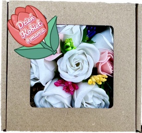 Prezent na Dzień Kobiet Kosz Box Prezentowy Bukiet Kwiat Róże Mydlane