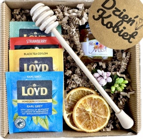 Fajny Miły Prezent na Dzień Kobiet Box Prezentowy Herbata Miód Miodownik