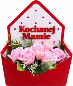 Bukiet z Mydlanymi Kwiatkami Flower Box dla Mamy Prezent na Dzień Matki