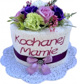 Wyjątkowy Prezent na Dzień Matki dla Mamy Ręcznik Haft Kwiaty Róże Mydlane