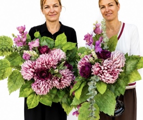 DUŻA Wiązanka Stroik + Bukiet Sztuczne Kwiaty Róże Chryzantemy na Cmentarz